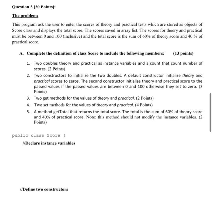 Solved Question 3 [20 Points: The problem: This program ask | Chegg.com