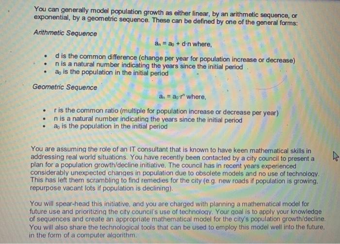 You can generally model population growth as either | Chegg.com