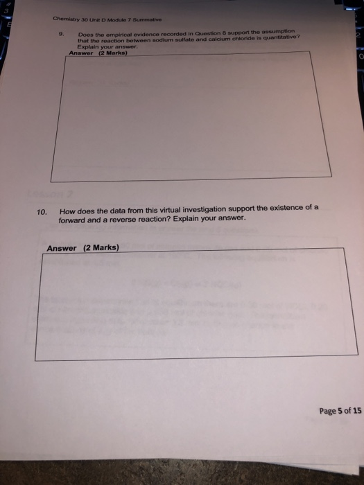 Solved F10 F11 B. Chemistry 30 Unit D Module 7 Summative 7 | Chegg.com