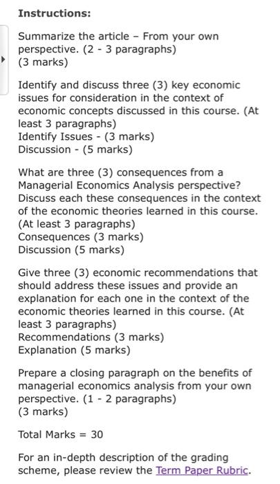 Solved Perform a macroeconomics and/or microeconomics for | Chegg.com