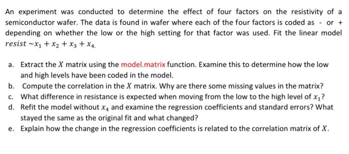 Solved An experiment was conducted to determine the effect | Chegg.com