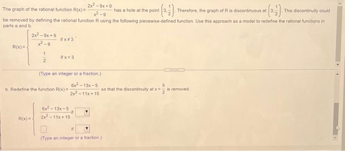 Solved 2x2 - 9x + 9 The graph of the rational function R(x) | Chegg.com