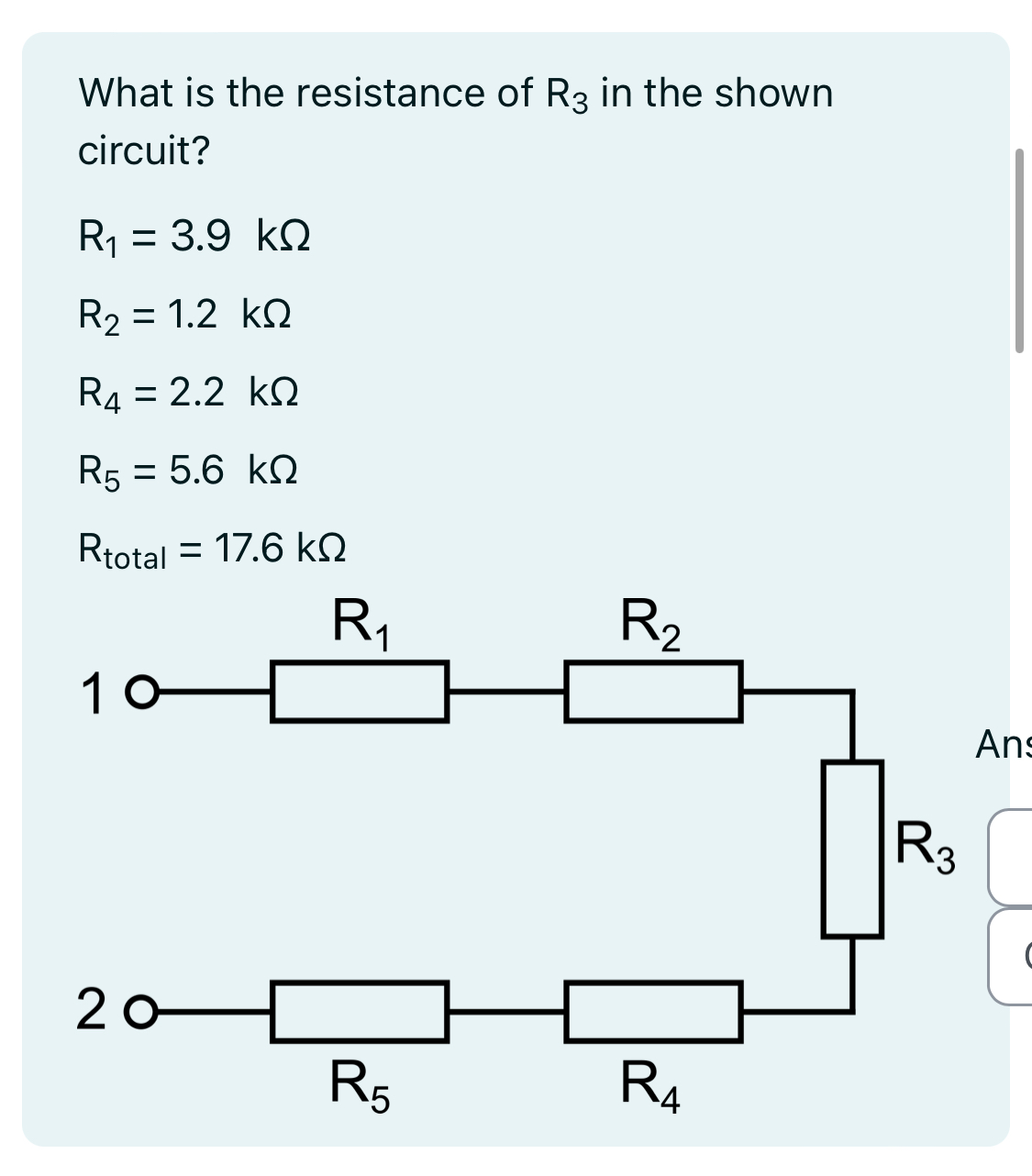 Solved What is the resistance of R3 ﻿in the | Chegg.com