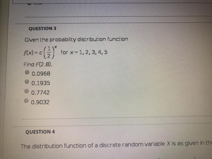 Solved QUESTION 3 Given the probability distribution | Chegg.com