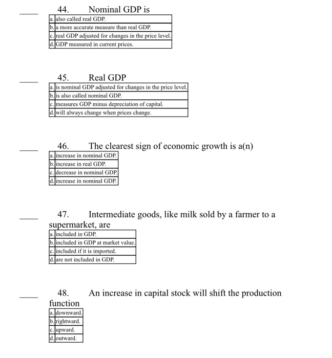 Solved 44 Nominal GDP Is A Also Called Real GDP B.a More | Chegg.com