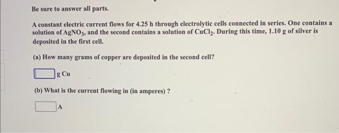 Solved Be sure to answer all parts. A constant electric | Chegg.com