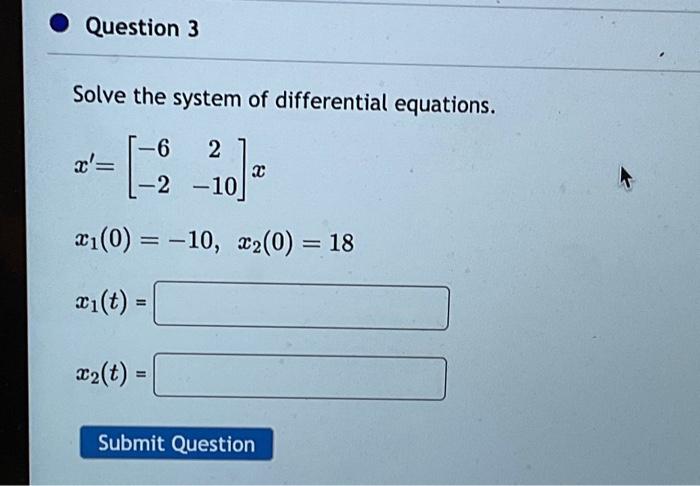 Solved Solve the system of differential equations. | Chegg.com