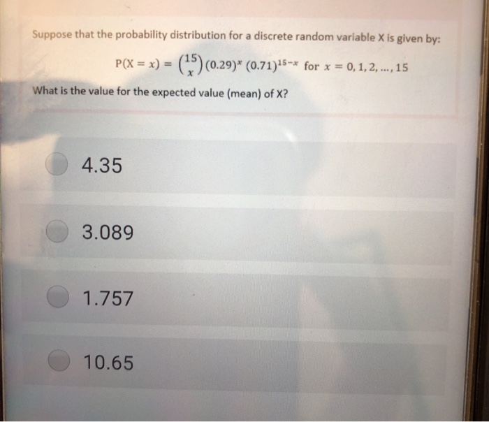 Solved Suppose that the probability distribution for a | Chegg.com