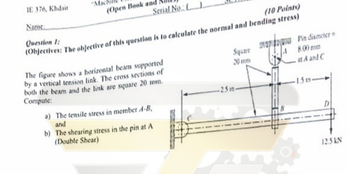 Mech Engineering Pin Problem Solved j) (10 pts). This problem illustrates that the | Chegg.com