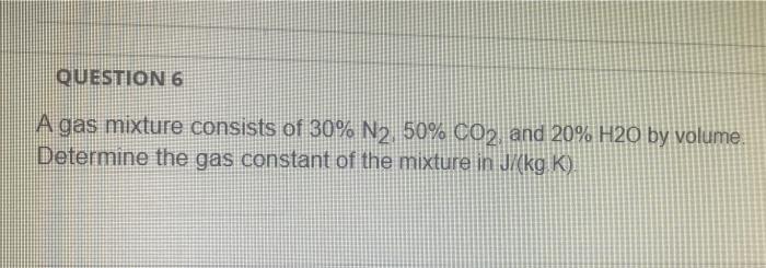 Solved Question 6 A Gas Mixture Consists Of 30 N2 50 Co2