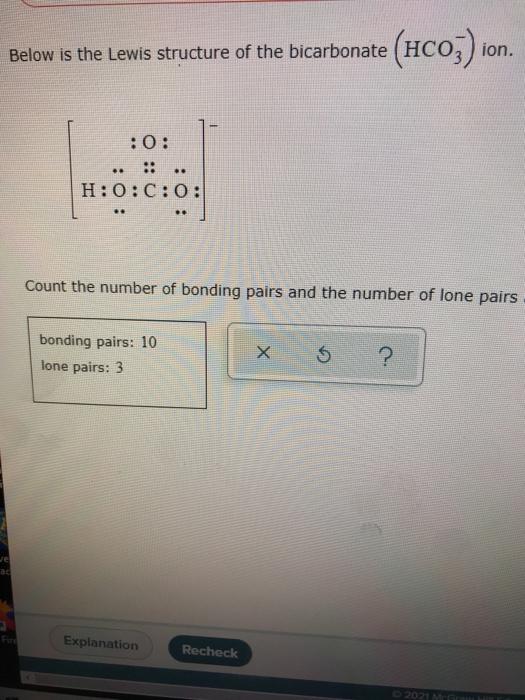 Solved Below is the Lewis structure of the bicarbonate