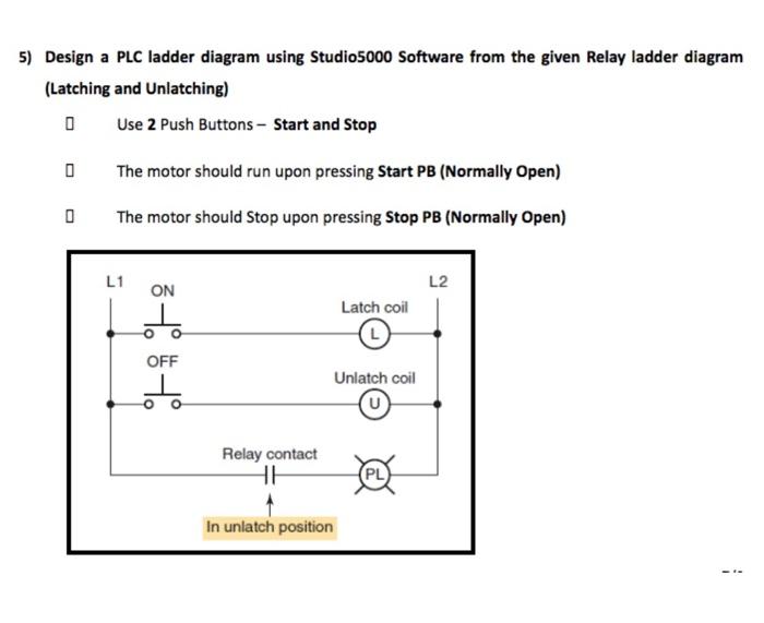 Solved 5) Design a PLC ladder diagram using Studio5000