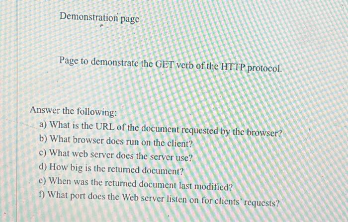 Solved Below is a simple example on HTTP Request and HTTP | Chegg.com