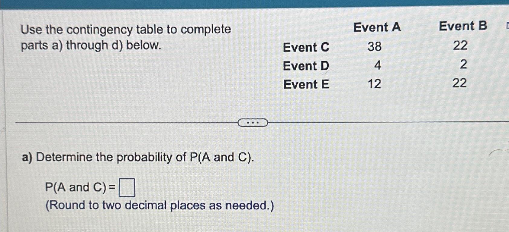 Solved Use The Contingency Table To Complete Parts A) | Chegg.com