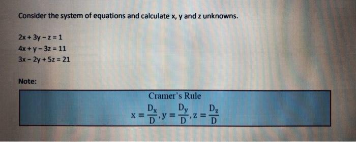 Solved Consider the system of equations and calculate x, y | Chegg.com
