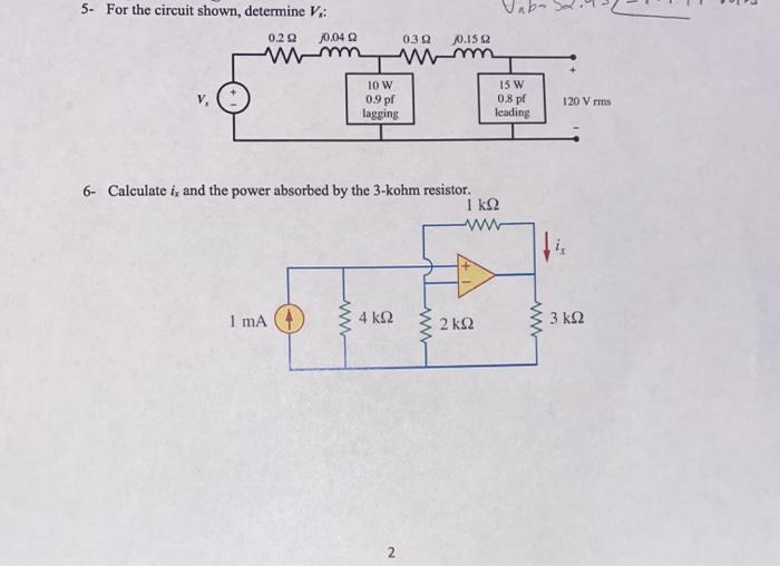 Solved Vab 5- For the circuit shown, determine V.: 0.222 | Chegg.com