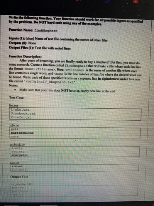 Solved Write the following function. Your function should | Chegg.com