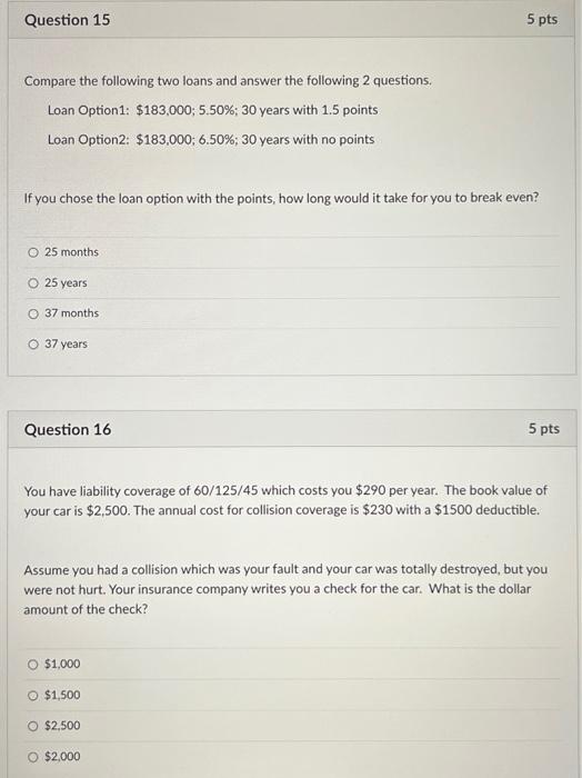 Solved Compare the following two loans and answer the | Chegg.com