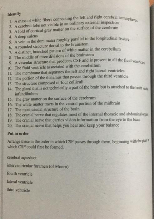 Solved TABLE 20.1 Cranial Nerves Cranial Nerve General | Chegg.com