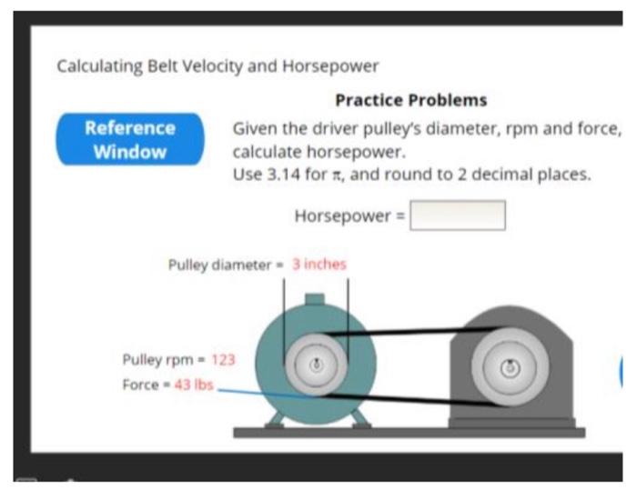 Solved 4 40 Calculating Belt Velocity and Horsepower