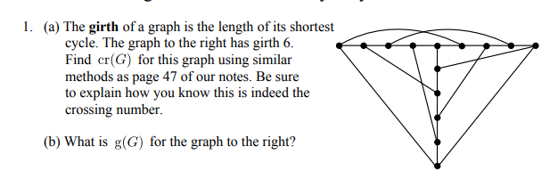 Solved (a) The girth of a graph is the length of its | Chegg.com