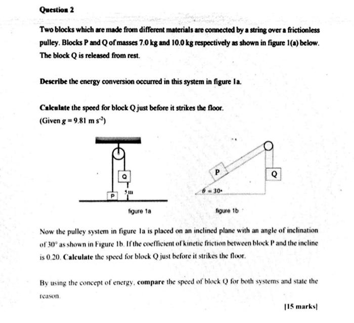 Solved Question 2 Two Blocks Which Are Made From Different | Chegg.com