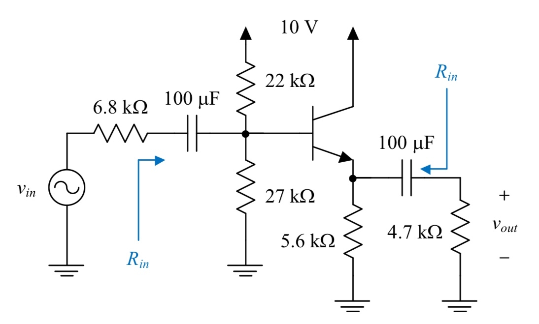 Solved In this common-collector piture, if beta = 150, | Chegg.com