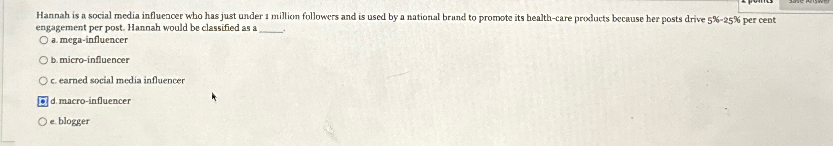 Solved Hannah is a social media influencer who has just | Chegg.com