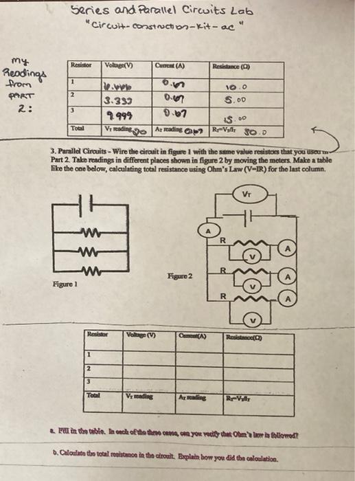 Solved Series and Parallel Circuits Lab | Chegg.com