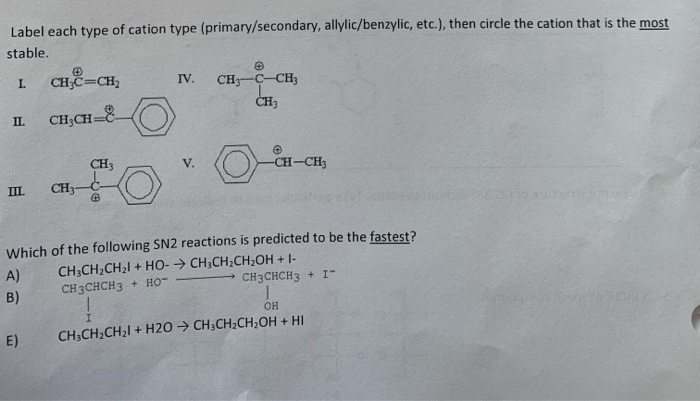 Solved Label each type of cation type (primary/secondary, | Chegg.com