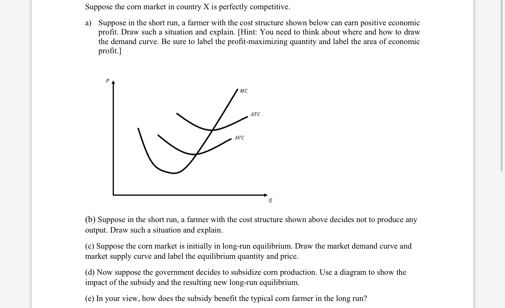 Solved Suppose the corn market in country X is perfectly | Chegg.com