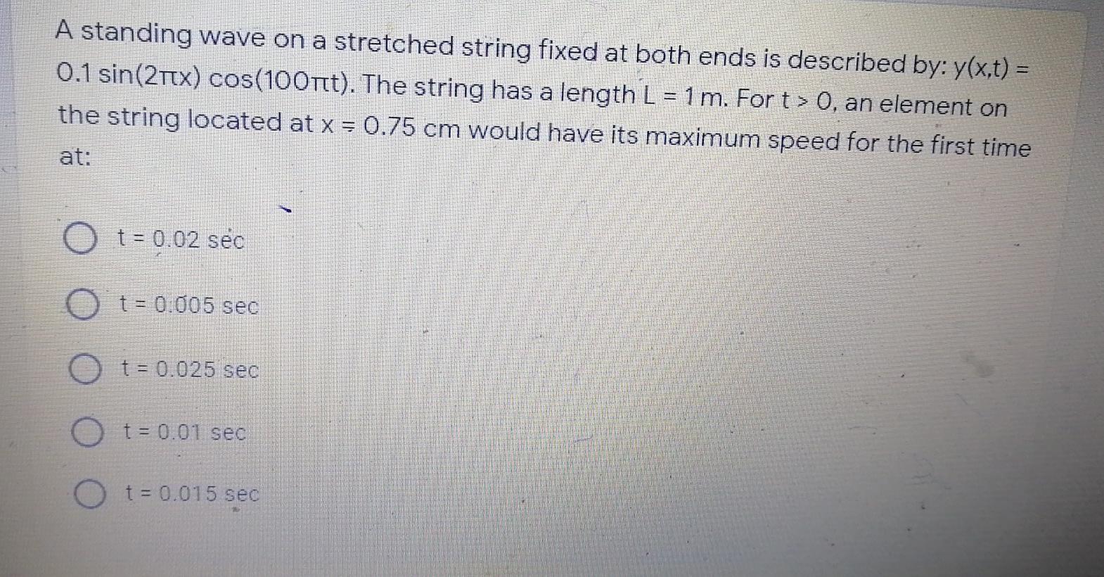 Solved A standing wave on a stretched string fixed at both | Chegg.com