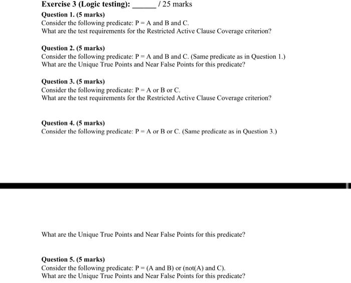 Solved Exercise 3 Logic Testing Question 1 5 Marks