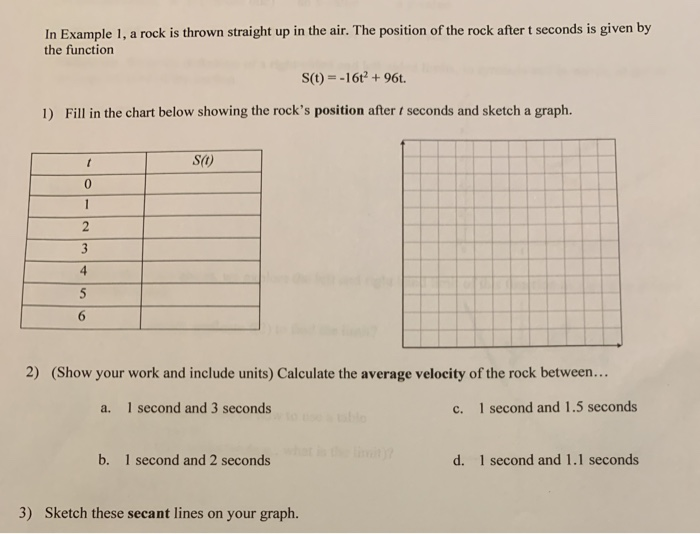 Solved In Example 1, a rock is thrown straight up in the | Chegg.com