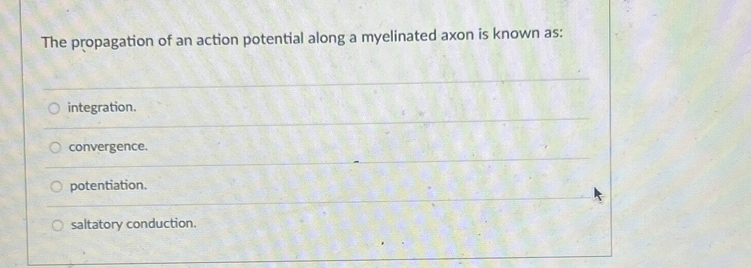 Solved The propagation of an action potential along a | Chegg.com