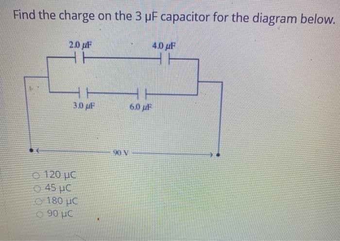 Solved Find the charge on the 3 uF capacitor for the diagram | Chegg.com