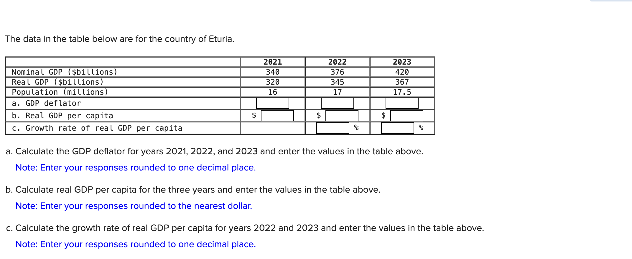 Solved The data in the table below are for the country of | Chegg.com