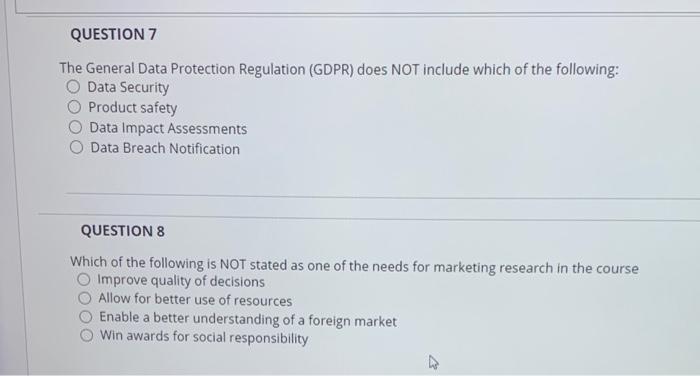 Solved QUESTION 7 The General Data Protection Regulation | Chegg.com