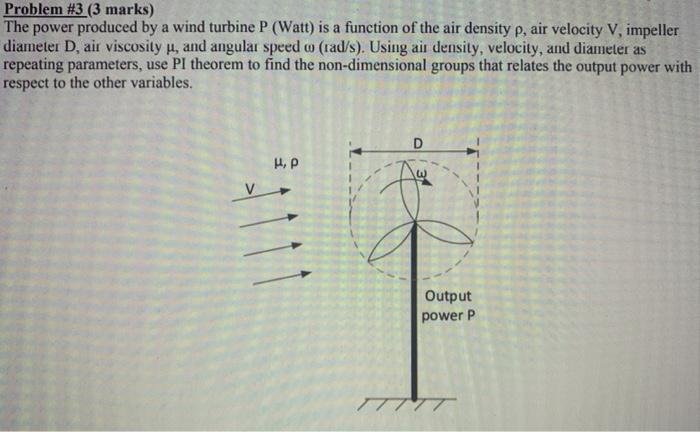 Solved Problem #3 (3 marks) The power produced by a wind | Chegg.com