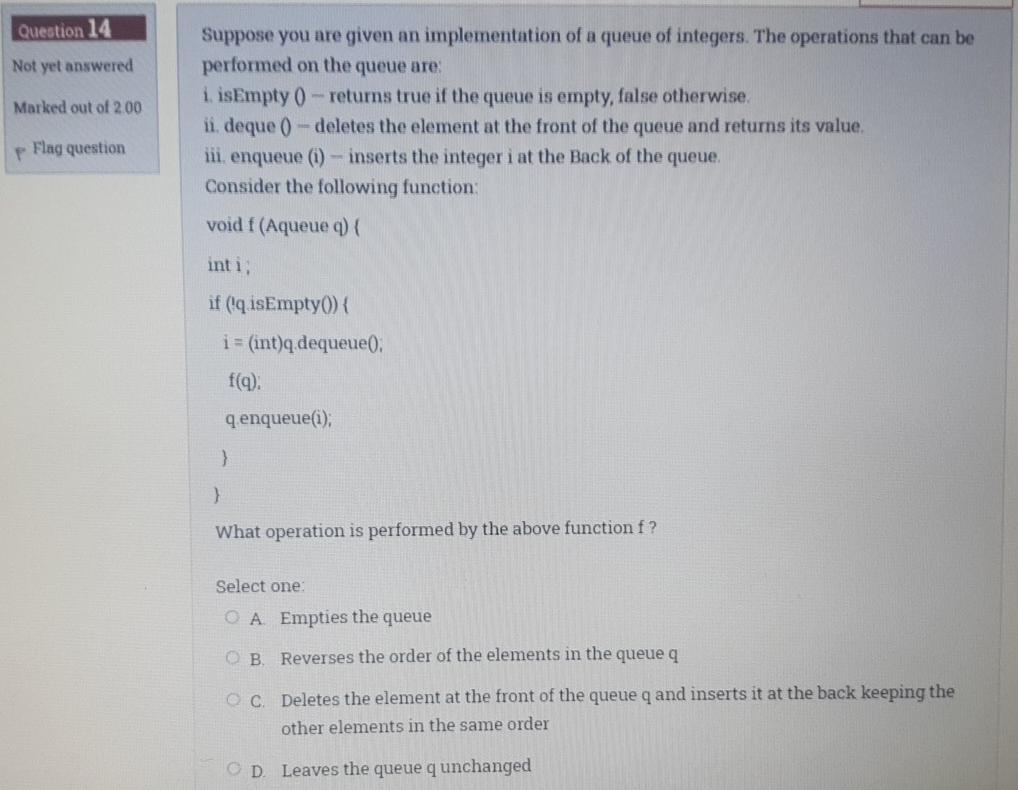 Solved Question 14 Not yet answered Marked out of 200 | Chegg.com