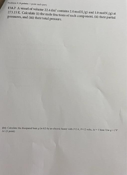 Solved Problem 4 (4 Points: I Point Each Part) E1A.7 A | Chegg.com