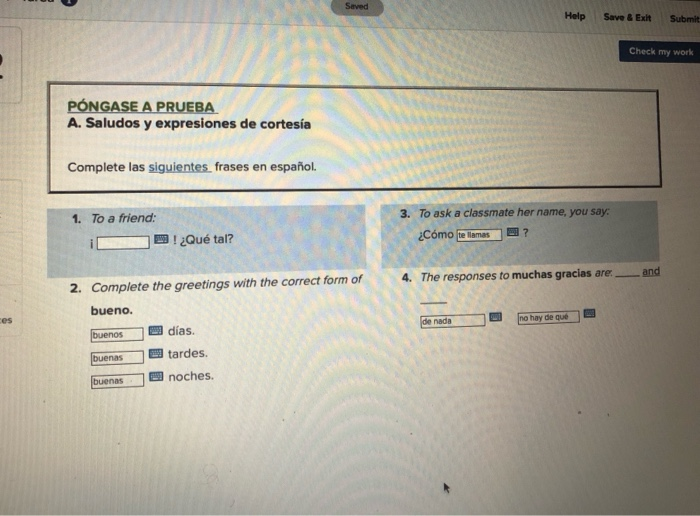 Solved Saved Help Save & Exit Submit Check my work PÓNGASE A | Chegg.com