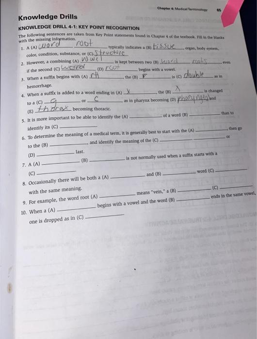 Chapter 4 medical terminology answers