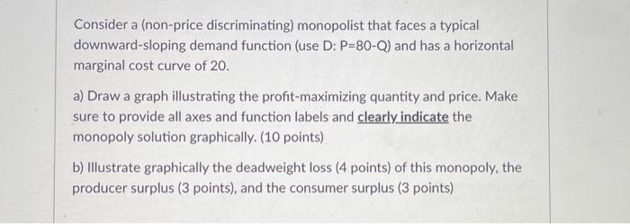 Solved Consider A (non-price Discriminating) Monopolist That | Chegg.com