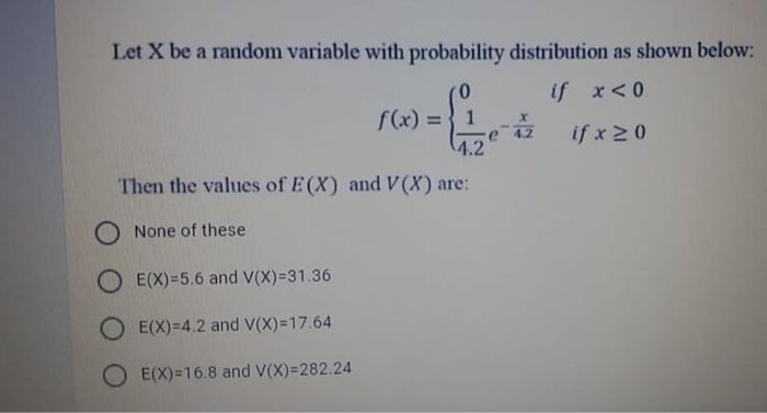 Solved Let X be a random variable with probability | Chegg.com