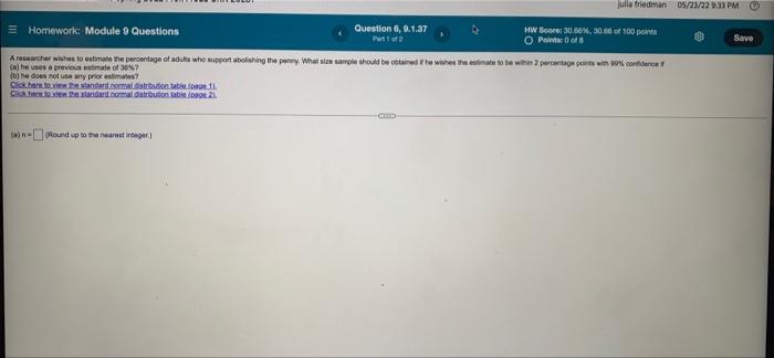 Solved Homework: Module 9 Questions Question 5, 9.1.35 Part | Chegg.com