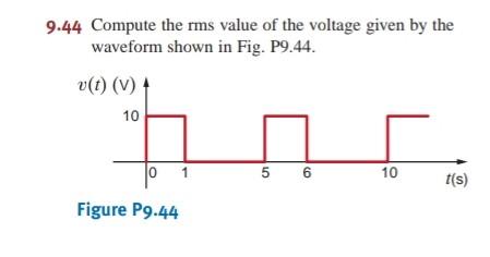 Solved 9.44 Compute the rms value of the voltage given by | Chegg.com