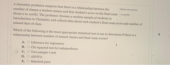 Solved Select one answer 10 points A chemistry professor | Chegg.com