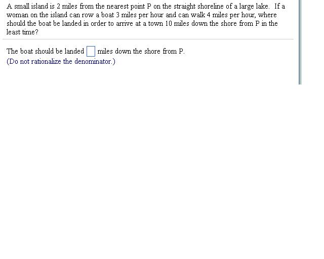 Solved A small island is 2 miles from the nearest point P on