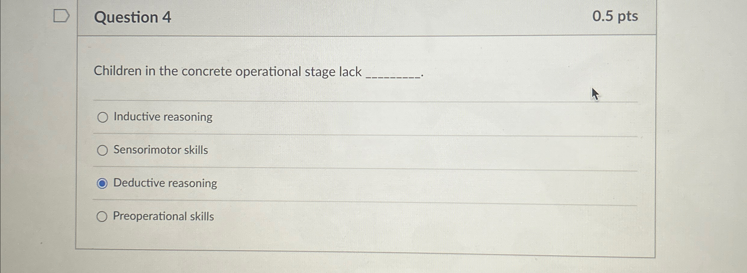 Solved Question 40.5ptsChildren in the concrete operational